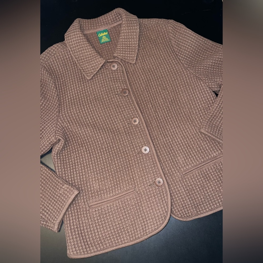 Cabelas Women’s Brown waffle knit shacket Size Large EUC